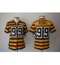 Women Nike Pittsburgh Steelers 99# Brett Keisel Yellow-Black 80th Throwback Limited Jerseys