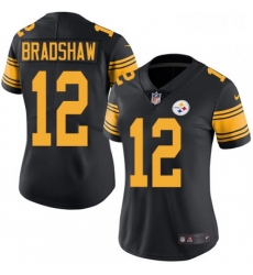 Womens Nike Pittsburgh Steelers 12 Terry Bradshaw Elite Black Rush Vapor Untouchable NFL Jersey