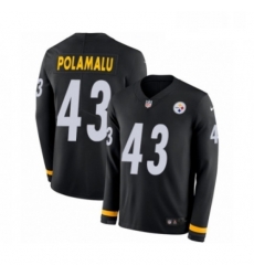 Youth Nike Pittsburgh Steelers 43 Troy Polamalu Limited Black Therma Long Sleeve NFL Jersey