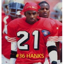 49ERS red throwback 36 Hanks