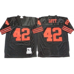 49ers 42 Ronnie Lott Black Throwback Jersey