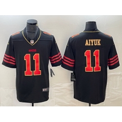 Men San Francisco 49ers 11 Brandon Aiyuk Black Gold Stitched Jersey