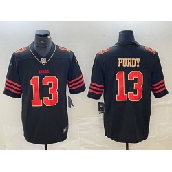 Men San Francisco 49ers 13 Brock Purdy Black Gold Stitched Jersey