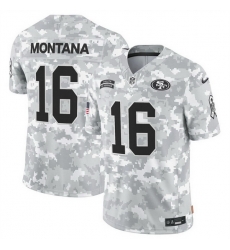 Men San Francisco 49ers 16 Joe Montana 2024 F U S E Arctic Camo Salute To Service Limited Stitched Football Jersey