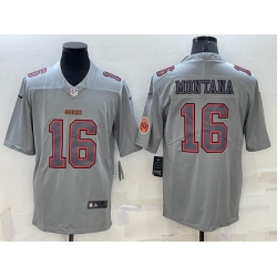 Men San Francisco 49ers 16 Joe Montana Grey Atmosphere Fashion Stitched Jersey