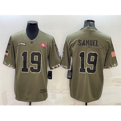 Men San Francisco 49ers 19 Deebo Samuel Olive 2022 Salute To Service Limited Stitched Jersey