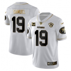 Men San Francisco 49ers 19 Deebo Samuel White Gold 75th Anniversary With C Patch Stitched Jersey