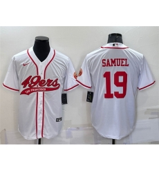 Men San Francisco 49ers 19 Deebo Samuel White With Patch Cool Base Stitched Baseball Jersey