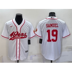 Men San Francisco 49ers 19 Deebo Samuel White With Patch Cool Base Stitched Baseball Jersey