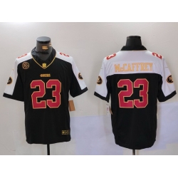 Men San Francisco 49ers 23 Christian McCaffrey Black F U S E  Mexico With Gate Bridge Patch Vapor Limited Stitched Football Jersey 1