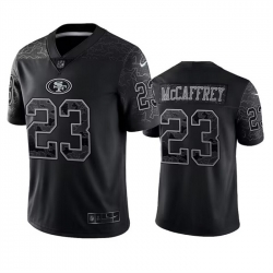 Men San Francisco 49ers 23 Christian McCaffrey Black Reflective Limited Stitched Football Jersey