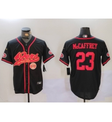 Men San Francisco 49ers 23 Christian McCaffrey Black With Patch Cool Base Stitched Baseball Jersey 2