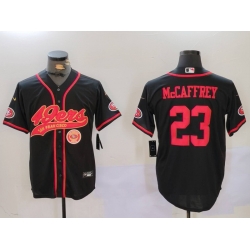 Men San Francisco 49ers 23 Christian McCaffrey Black With Patch Cool Base Stitched Baseball Jersey 2