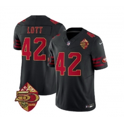 Men San Francisco 49ers 42 Ronnie Lott Black 2023 F U S E  50th Patch Vapor Limited Stitched Football Jersey