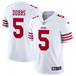 Men San Francisco 49ers 5 Josh Dobbs White Vapor Untouchable Limited Stitched Football Jersey