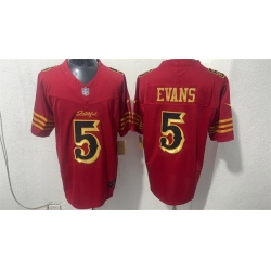 Men San Francisco 49ers  5 Mike Evans Red Gold 2026 F U S E   Rivalries  Vapor Limited Stitched Football Jersey