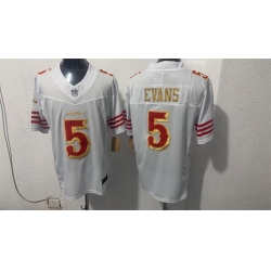 Men San Francisco 49ers  5 Mike Evans White Gold 2026 F U S E   Rivalries  Vapor Limited Stitched Football Jersey