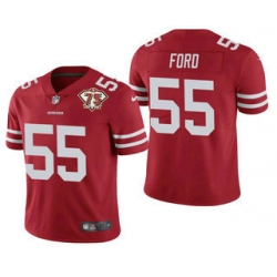 Men San Francisco 49ers 55 Dee Ford Red 75th Anniversary Patch 2021 Vapor Untouchable Stitched Nike Limited Jersey