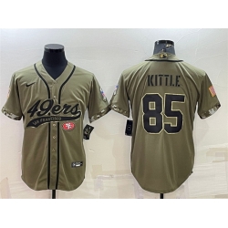 Men San Francisco 49ers 85 George Kittle 2022 Olive Salute To Service Cool Base Stitched Baseball Jersey