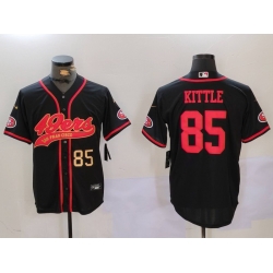 Men San Francisco 49ers 85 George Kittle Black With Patch Cool Base Stitched Baseball Jersey 6