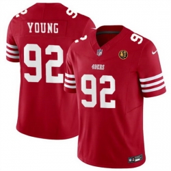 Men San Francisco 49ers 92 Chase Young Red 2023 F U S E  With John Madden Patch Vapor Limited Stitched Football Jersey