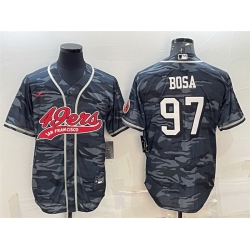 Men San Francisco 49ers 97 Nick Bosa Grey Camo With Patch Cool Base Stitched Baseball Jersey