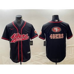 Men San Francisco 49ers Black Team Big Logo With Patch Cool Base Stitched Baseball Jersey