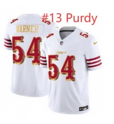 Men San Francisco 49ers Brock Purdy #13 White Gold 2025 F U S E Rivalries Vapor Limited Stitched Football Jersey Men San Francisco 49ers Brock Purdy #13 White Gold 2025 F U S E Rivalries Vapor Limited Stitched Football Jersey