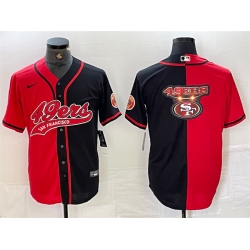 Men San Francisco 49ers Red Black Split Team Big Logo With Patch Cool Base Stitched Baseball Jersey