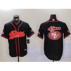 Men San Francisco 49ers Team Big Logo Black With Patch Cool Base Stitched Baseball Jersey 3