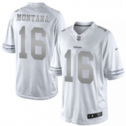 Mens Nike San Francisco 49ers 16 Joe Montana Limited White Platinum NFL Jersey