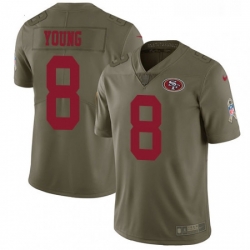 Mens Nike San Francisco 49ers 8 Steve Young Limited Olive 2017 Salute to Service NFL Jersey