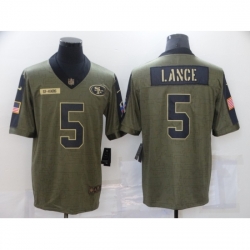 Men's San Francisco 49ers #5 Trey Lance Nike Olive 2021 Salute To Service Limited Player Jersey