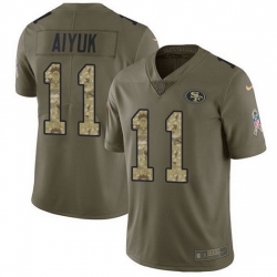 Nike 49ers 11 Brandon Aiyuk Olive Camo Men Stitched NFL Limited 2017 Salute To Service Jersey