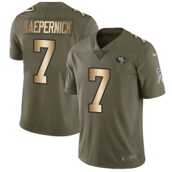 Nike 49ers #7 Colin Kaepernick Olive Gold Mens Stitched NFL Limited 2017 Salute To Service Jersey