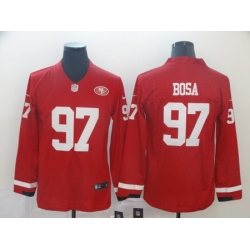 Nike 49ers 97 Nick Bosa Red Therma Long Sleeve Jersey