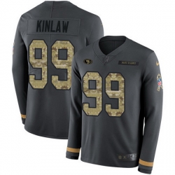 Nike 49ers 99 Javon Kinlaw Anthracite Salute to Service Men Stitched NFL Limited Therma Long Sleeve Jersey