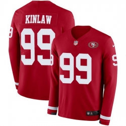 Nike 49ers 99 Javon Kinlaw Red Team Color Men Stitched NFL Limited Therma Long Sleeve Jersey