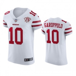 Nike San Francisco 49ers 10 Jimmy Garoppolo White Men 75th Anniversary Stitched NFL Vapor Untouchable Elite Jersey