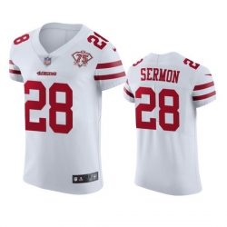 Nike San Francisco 49ers 28 Trey Sermon White Men 75th Anniversary Stitched NFL Vapor Untouchable Elite Jersey