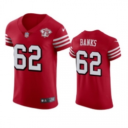 Nike San Francisco 49ers 62 Aaron Banks Red Rush Men 75th Anniversary Stitched NFL Vapor Untouchable Elite Jersey