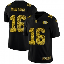 San Francisco 49ers 16 Joe Montana Men Nike Leopard Print Fashion Vapor Limited NFL Jersey Black