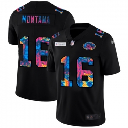 San Francisco 49ers 16 Joe Montana Men Nike Multi Color Black 2020 NFL Crucial Catch Vapor Untouchable Limited Jersey