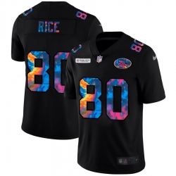 San Francisco 49ers 80 Jerry Rice Men Nike Multi Color Black 2020 NFL Crucial Catch Vapor Untouchable Limited Jersey