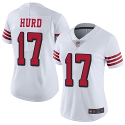 49ers 17 Jalen Hurd White Rush Women Stitched Football Vapor Untouchable Limited Jersey