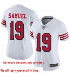 49ers 19 Deebo Samuel White Rush Women Stitched Football Vapor Untouchable Limited Jersey