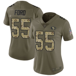 49ers 55 Dee Ford Olive Camo Womens Stitched Football Limited 2017 Salute to Service Jersey