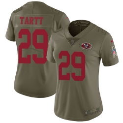 Nike 49ers #29 Jaquiski Tartt Olive Womens Stitched NFL Limited 2017 Salute to Service Jersey