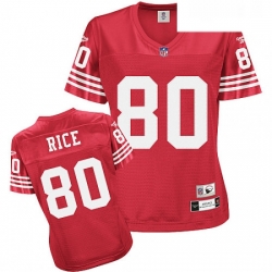 Reebok San Francisco 49ers 80 Jerry Rice Red Womens Throwback Team Color Premier EQT NFL Jersey