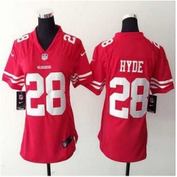 WoMens New 49ers #28 Carlos Hyde Red Team Color NFL Elite Jersey